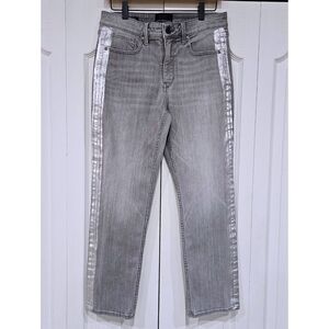 White House Black Market WHBM Gray Straight Leg High Waist Jeans Size 8
